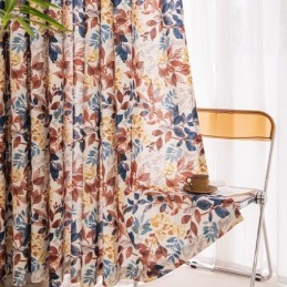 Tenda In Cotone In Stile Nordico Su Misura, Stampata A Foglia