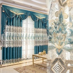 Tenda In Ciniglia Su Misura, Con Ricamo Europeo Di Fiori, Semi-Oscurante Per Soggiorno, Camera Da Letto