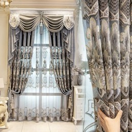 Tenda In Ciniglia Su Misura, Con Ricamo Europeo Di Fiori, Semi-Oscurante Per Soggiorno, Camera Da Letto