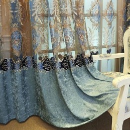 Tenda Semi-Oscurante In Ciniglia Su Misura, Con Ricamo Floreale Europeo, Per Soggiorno E Camera Da Letto