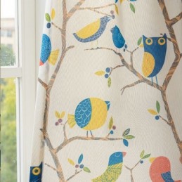 Tenda In Stile Nordico Su Misura, In Cotone Stampato Con Uccelli