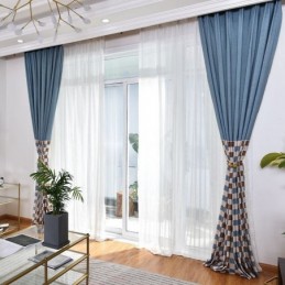 Tenda In Cotone Su Misura, Tenda A Quadri Stampata In Stile Nordico