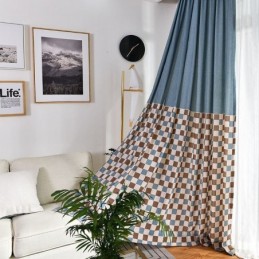 Tenda In Cotone Su Misura, Tenda A Quadri Stampata In Stile Nordico