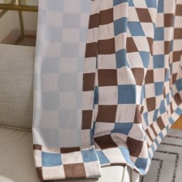 Tenda In Cotone Su Misura, Tenda A Quadri Stampata In Stile Nordico