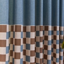 Tenda In Cotone Su Misura, Tenda A Quadri Stampata In Stile Nordico