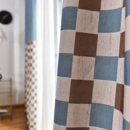 Tenda In Cotone Su Misura, Tenda A Quadri Stampata In Stile Nordico