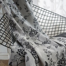 Tenda Oscurante In Lino Su Misura, Motivo Nordico Con Pianta Ricamata, Per Soggiorno, Camera Da Letto