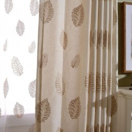 Tenda Oscurante In Cotone E Lino Nordico Su Misura, Con Ricamo A Foglia, Per Soggiorno E Camera Da Letto