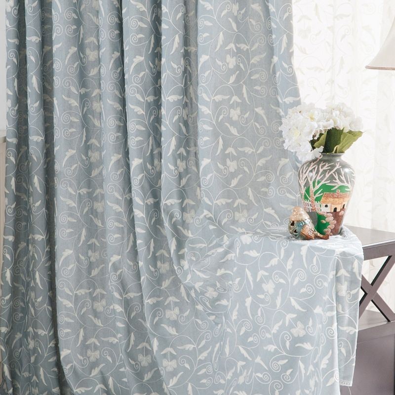 Tenda Oscurante In Cotone Su Misura, Con Tralci Ricamati In Stile Nordico Per Soggiorno E Camera Da Letto