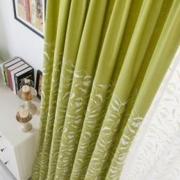 Tenda Oscurante In Cotone Su Misura, Con Tralci Ricamati In Stile Nordico Per Soggiorno E Camera Da Letto
