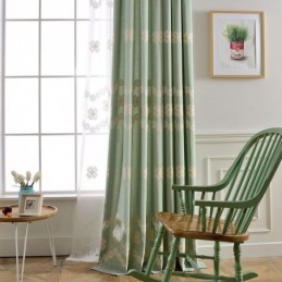 Tenda Oscurante In Cotone In Stile Nordico, Su Misura, Con Ricamo Floreale
