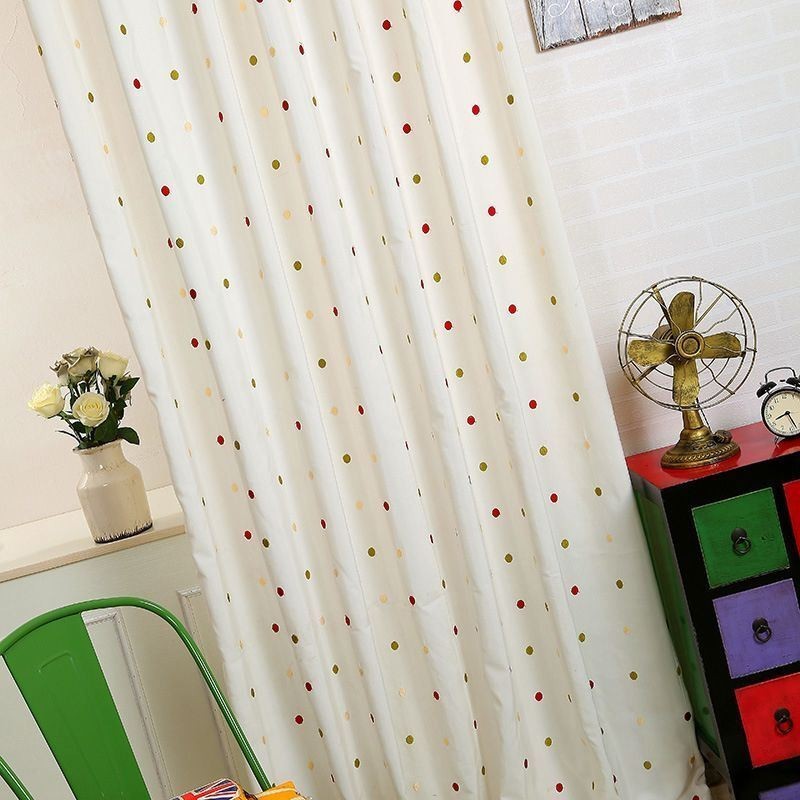 Tenda Ricamata In Cotone Su Misura, Design Nordico A Pois Per Soggiorno E Camera Da Letto