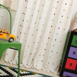 Tenda Ricamata In Cotone Su Misura, Design Nordico A Pois Per Soggiorno E Camera Da Letto