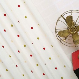 Tenda Ricamata In Cotone Su Misura, Design Nordico A Pois Per Soggiorno E Camera Da Letto