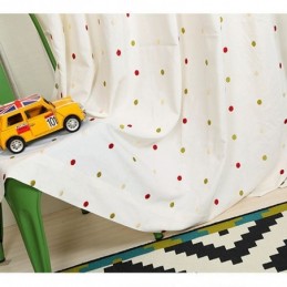 Tenda Ricamata In Cotone Su Misura, Design Nordico A Pois Per Soggiorno E Camera Da Letto