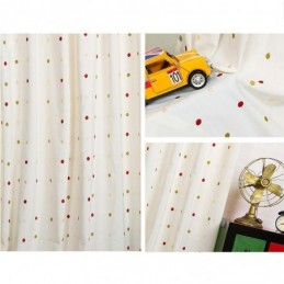 Tenda Ricamata In Cotone Su Misura, Design Nordico A Pois Per Soggiorno E Camera Da Letto