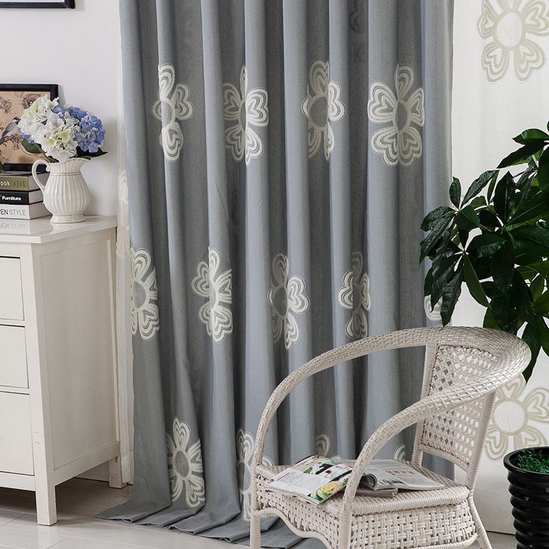 Tenda Ricamata In Stile Nordico Su Misura, Con Motivo Floreale In Policotone, Per Soggiorno E Camera Da Letto