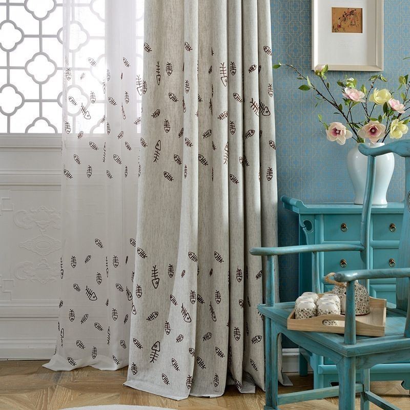 Tenda Oscurante Nordica Su Misura, In Jacquard Spina Di Pesce Per Soggiorno E Camera Da Letto