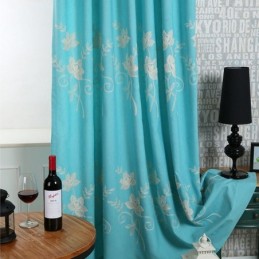 Tende Oscuranti In Cotone E Lino Con Fiori Nordici Ricamati