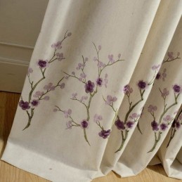 Tenda Oscurante Nordica Su Misura, In Cotone, Con Ricamo A Fiori Di Prugna