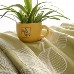 Tenda Oscurante In Cotone E Lino Su Misura, Con Motivo A Foglie Nordiche Ricamate, Per Soggiorno, Camera Da Letto