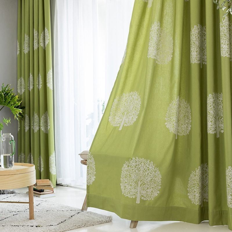 Tenda In Lino In Stile Nordico Su Misura, Con Albero Ricamato, Per Soggiorno, Camera Da Letto