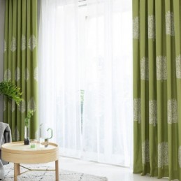 Tenda In Lino In Stile Nordico Su Misura, Con Albero Ricamato, Per Soggiorno, Camera Da Letto