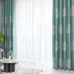 Tenda In Lino In Stile Nordico Su Misura, Con Albero Ricamato, Per Soggiorno, Camera Da Letto