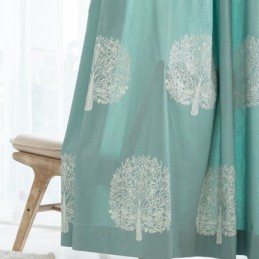 Tenda In Lino In Stile Nordico Su Misura, Con Albero Ricamato, Per Soggiorno, Camera Da Letto