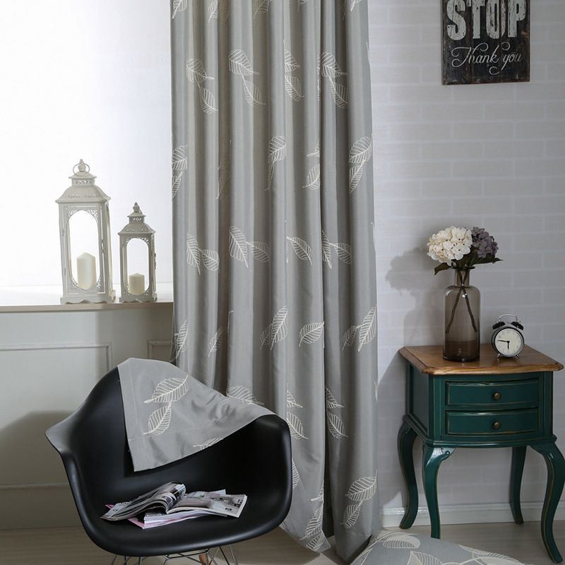 Tenda Oscurante In Cotone Su Misura, Con Foglia Nordica Ricamata, Per Soggiorno, Camera Da Letto