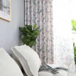Tenda Oscurante In Cotone Su Misura, Stile Nordico, Con Stampa Vegetale, Per Soggiorno, Camera Da Letto