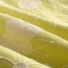Tenda Oscurante In Cotone E Lino Nordico Su Misura, Con Ricamo Floreale Per Soggiorno E Camera Da Letto