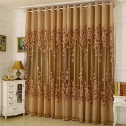 Tenda Classica In Voile Su Misura, Pannello Per Tenda In Stile Country, Magnifico Ramo Di Fiori In Jacquard