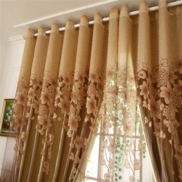 Tenda Classica In Voile Su Misura, Pannello Per Tenda In Stile Country, Magnifico Ramo Di Fiori In Jacquard