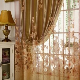 Tenda Classica In Voile Su Misura, Pannello Per Tenda In Stile Country, Magnifico Ramo Di Fiori In Jacquard