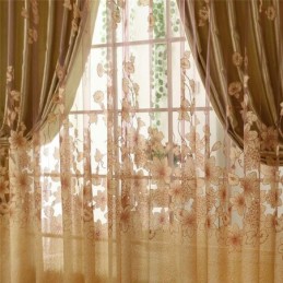 Tenda Classica In Voile Su Misura, Pannello Per Tenda In Stile Country, Magnifico Ramo Di Fiori In Jacquard