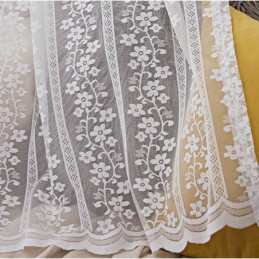 Tenda Trasparente In Voile Con Fiori In Pizzo Francese, Su Misura, Per Balcone, Soggiorno.