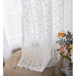 Tenda Trasparente In Voile Con Fiori In Pizzo Francese, Su Misura, Per Balcone, Soggiorno.