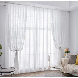 Tenda Trasparente In Voile Con Fiori In Pizzo Francese, Su Misura, Per Balcone, Soggiorno.