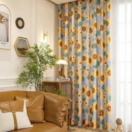 Tenda In Policotone Su Misura, Tende Semi-Oscuranti Stampate Con Girasoli Americani