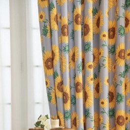 Tenda In Policotone Su Misura, Tende Semi-Oscuranti Stampate Con Girasoli Americani