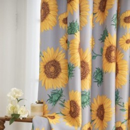 Tenda In Policotone Su Misura, Tende Semi-Oscuranti Stampate Con Girasoli Americani
