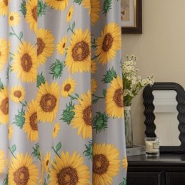 Tenda In Policotone Su Misura, Tende Semi-Oscuranti Stampate Con Girasoli Americani