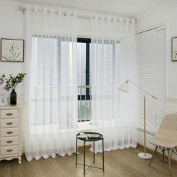 Tenda Trasparente Semplice Nordica Su Misura, Tessuto Jacquard A Quadri Bianchi Per Soggiorno E Camera Da Letto