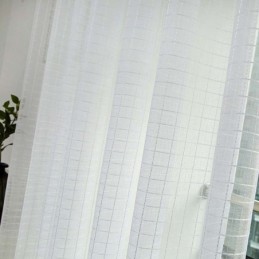Tenda Trasparente Semplice Nordica Su Misura, Tessuto Jacquard A Quadri Bianchi Per Soggiorno E Camera Da Letto