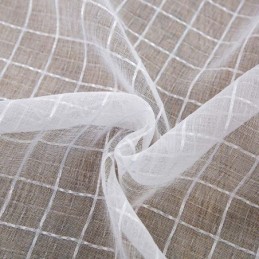 Tenda Trasparente Semplice Nordica Su Misura, Tessuto Jacquard A Quadri Bianchi Per Soggiorno E Camera Da Letto