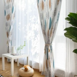 Tenda Oscurante A Contrasto Con Colori, Su Misura, Con Stampa A Foglie, Protezione Ambientale, Oscurante