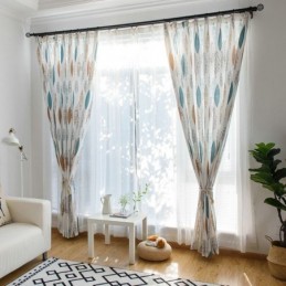 Tenda Oscurante A Contrasto Con Colori, Su Misura, Con Stampa A Foglie, Protezione Ambientale, Oscurante