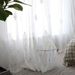 Tenda Trasparente Traspirante Su Misura, Tenda Bianca, Ricamo Coordinato, Soggiorno