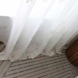 Tenda Trasparente Traspirante Su Misura, Tenda Bianca, Ricamo Coordinato, Soggiorno